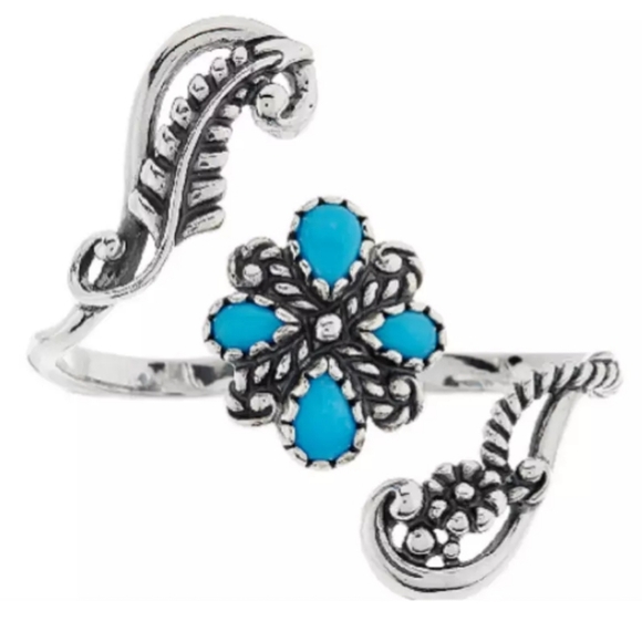 Carolyn Pollack Jewelry - Authentic Carolyn Pollack Sleeping Beauty Turquoise Two Finger Ring 925 Sz 8/9